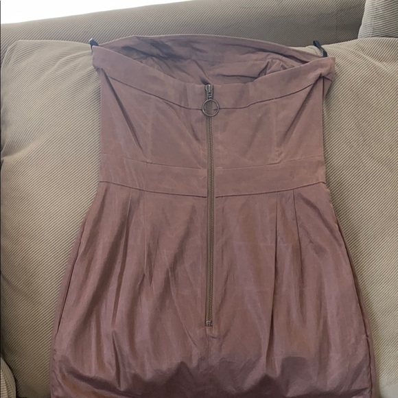 French Connection Caramel Cotton Strapless Dress - Picture 5 of 9